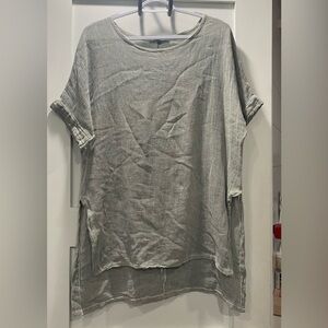 Women's Gray Linen Tunic Top